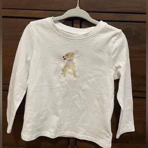 Old Navy White Long Sleeve Kids Tee with Embroidered Puppy
